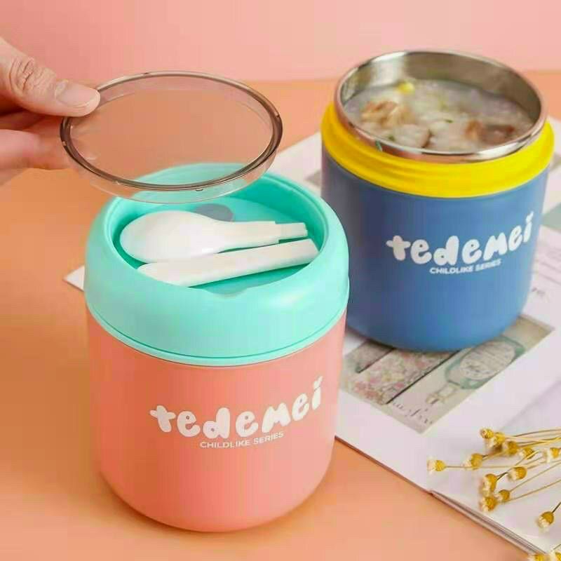 Bình ủ cháo Tedemel dung tích 530ml lõi thép không gỉ 30d cao cấp nhỏ gọn  tiện lợi
