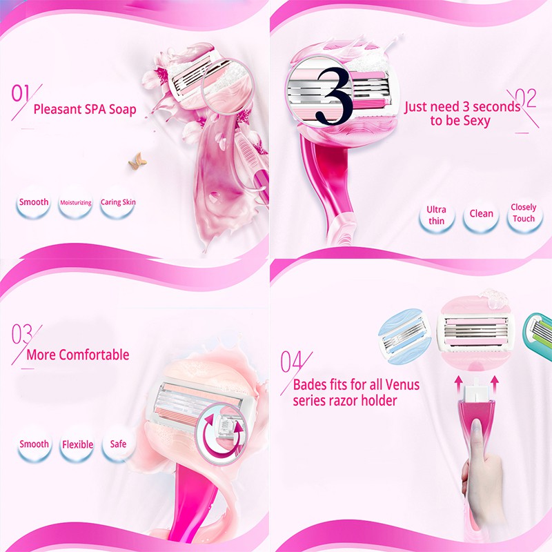 GILLETTE Set 3 Đầu Dao Cạo Lông Màu Hồng / Trắng Thoải Mái Dành Cho Nữ