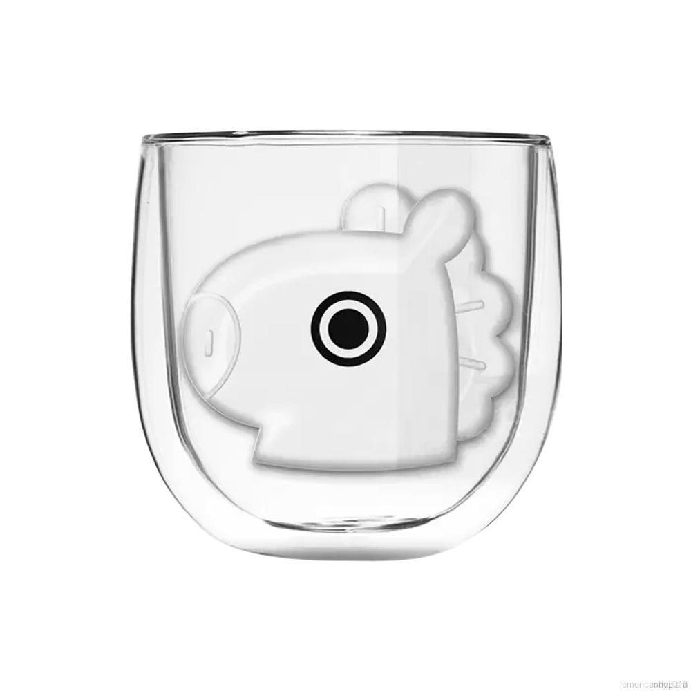 Cốc thủy tinh hai lớp cách nhiệt in hình thành viên nhóm nhạc BTS hoạt hình BT21 300ml | BigBuy360 - bigbuy360.vn
