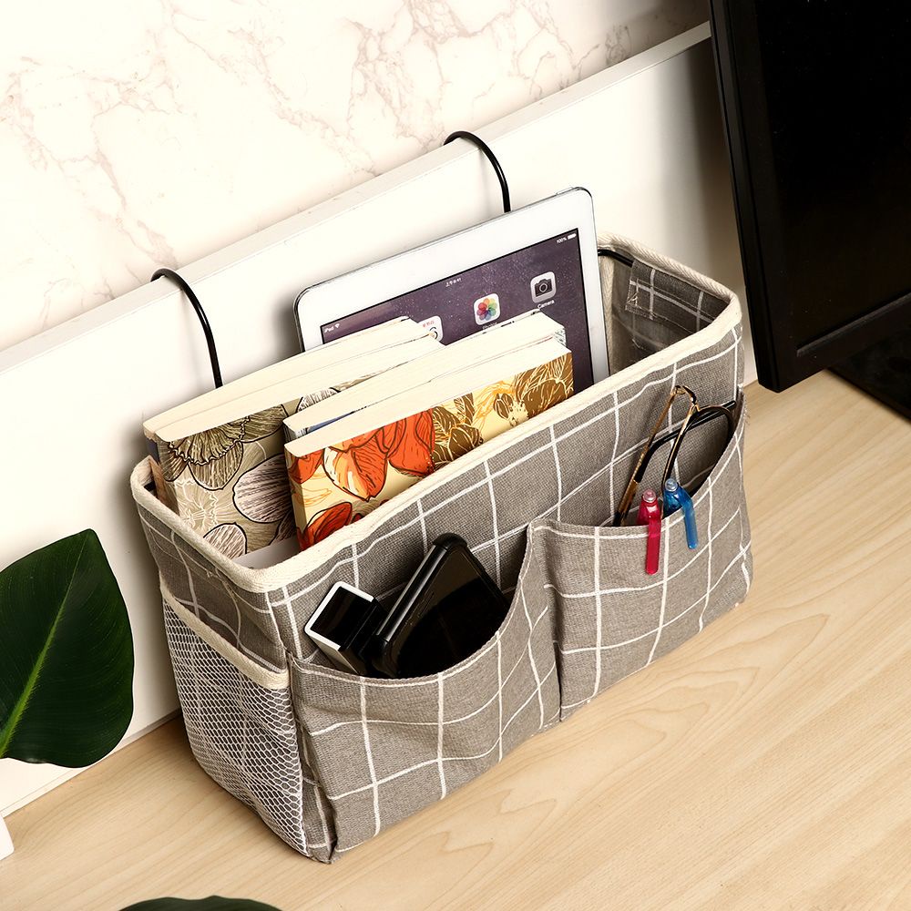 CONOPERY Túi đựng đồ bằng vải canvas có móc treo bên cạnh giường ngủ