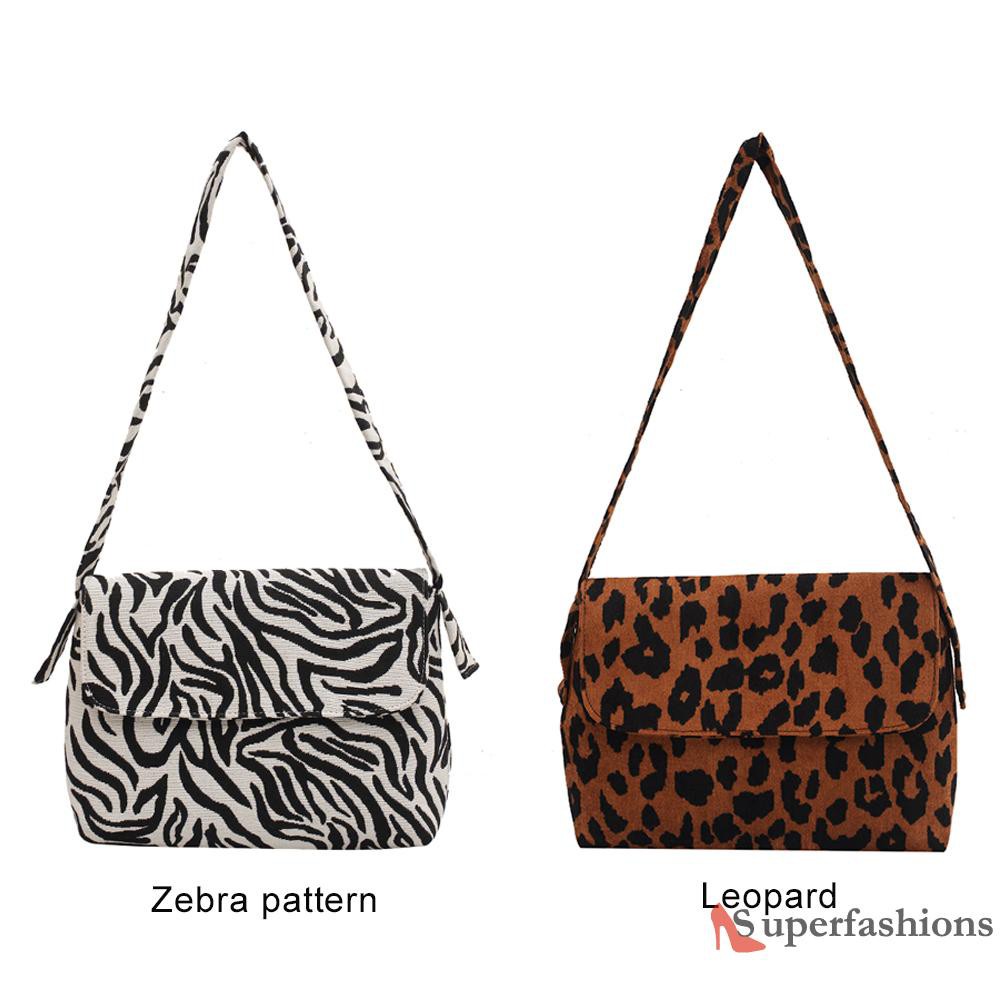 【Hot Sale】Women Zebra Leopard Print Shoulder Bag Canvas Casual Travel Handbag Totes