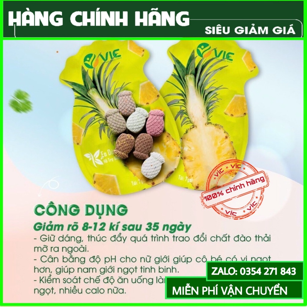 Kẹo dứa giảm cân Plus túi 7 viên giảm cân thiên nhiên an toàn nhanh cấp tốc hiệu quả