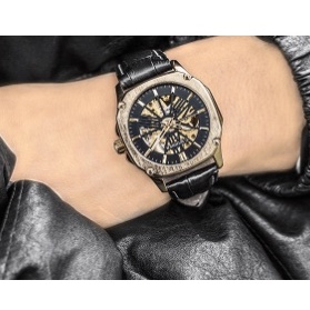 Đồng hồ nam T-Winner DM03 lộ máy dây da - đồng hồ nam máy cơ cao cấp