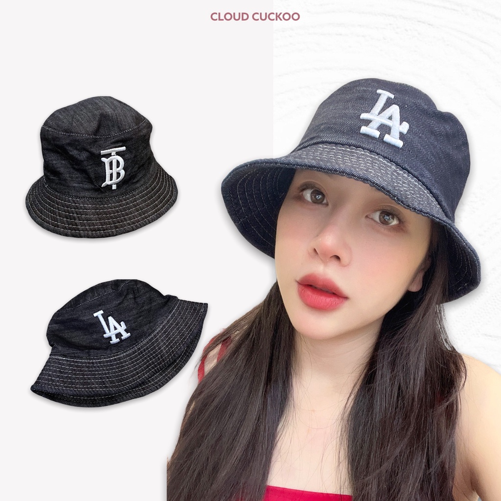 Mũ Bucket Bò Jeans Thêu Chữ 2 Mặt Phong Cách Hàn Quốc.