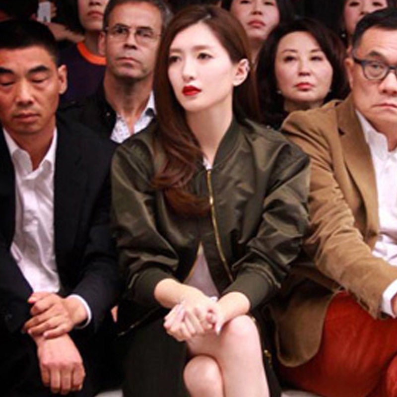 Fleece-lined 2022 autumn and winter New Jiang Shuying same style pilot jacket all-match thickened short coat baseball suit for women