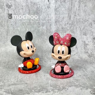 Trang Trí Taplo Chuột Micky Đính Đá Đầu Lắc Lư Trang Trí Xe Hơi Siêu Đáng Yêu