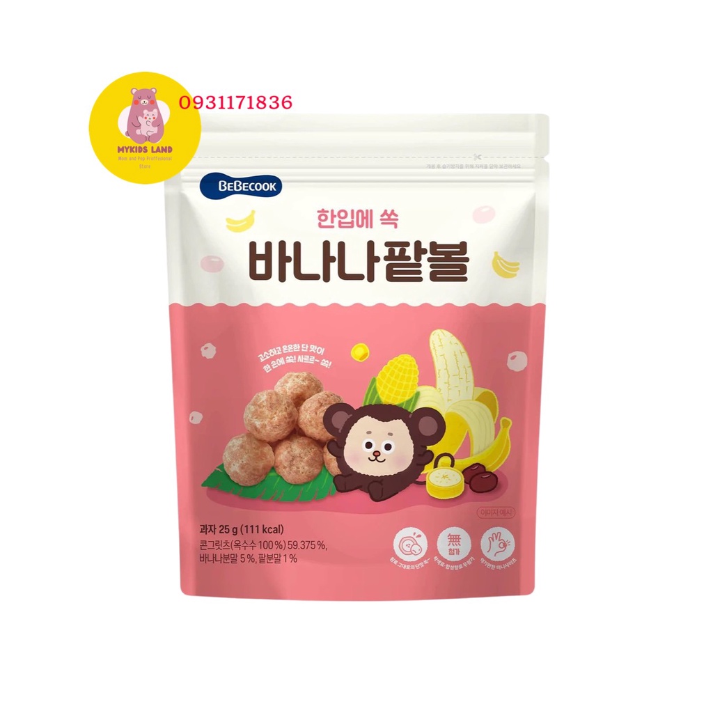 Bánh Bỏng Bi Bắp Tròn BEBECOOK Hàn Quốc Cho bé ăn dặm từ 12M+