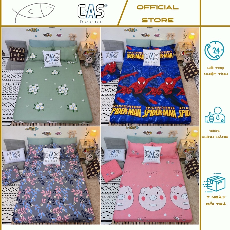 Bộ Ga Gối CAS Decor , Drap Ga Trải Giường + 2 Vỏ Gối Nằm Nhiều Mẫu Lựa Chọn , Kích Thước 1m2 , 1m4 , 1m6 , 1m8 , 2m2