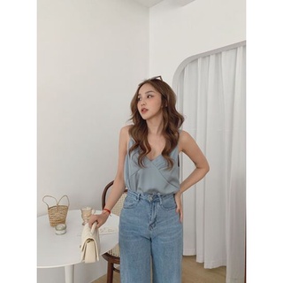 Áo 2 dây cổ v ly ngực A-1012, 2s lụa satin rúm ngực