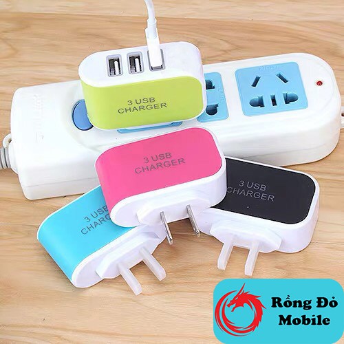 Củ cắm sạc 3 Cổng Usb dùng cho mọi loại điện thoại bảo hành lỗi 1 đổi 1 trong 3 tháng Rồng Đỏ Mobile