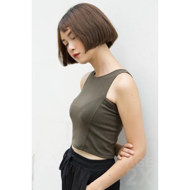 Áo croptop cutout AGE2X hàng VNXK chất cotton mịn các màu Đỏ đô/ Xám/ Xanh lính/ Hồng nude/ Trắng/ Đen | BigBuy360 - bigbuy360.vn
