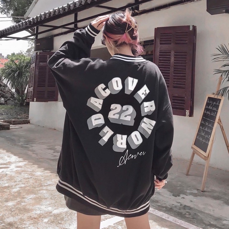 Áo khoác form rộng tay dài BOMBER ACOVER ulzzang ( ảnh thật + có quà tặng kèm )