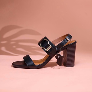 Sandal nữ da thật gót trụ cao 7cm dép quai ngang