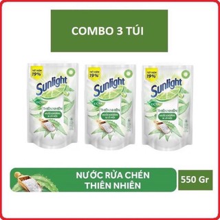 SALE ComBO 3 túi nước rửa chén Sunlight thiên nhiên 550g( hàng khuyến mãi)