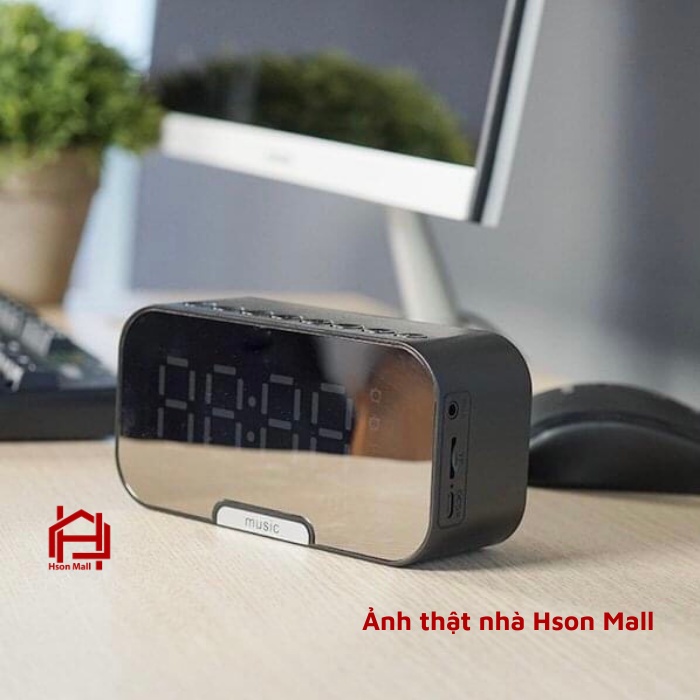 Loa bluetooth đồng hồ G10 cao cấp, loa mini HSON kiêm báo thức, nghe đài FM, màn hình tráng gương hiển thị đèn led