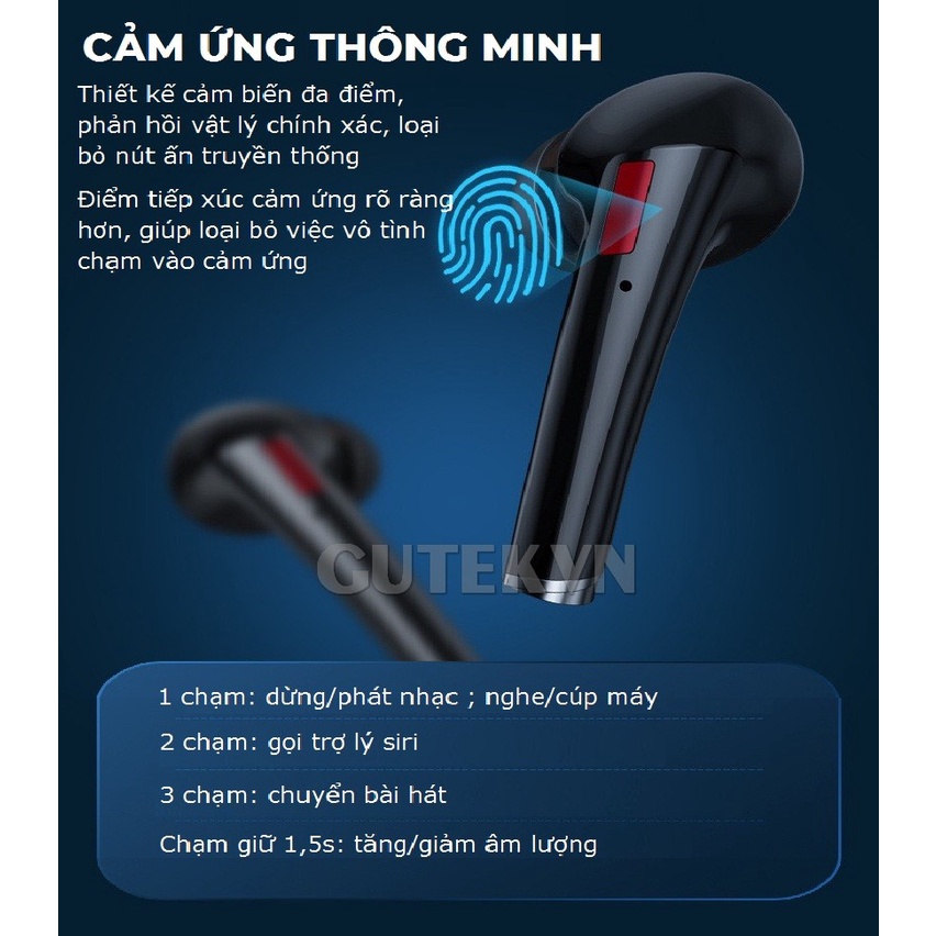 Tai nghe bluetooth không dây Gutek L11 tws 5.1 IPX5 chạm cảm ứng âm thanh HIFI bass mạnh có mic dùng cho ios/android