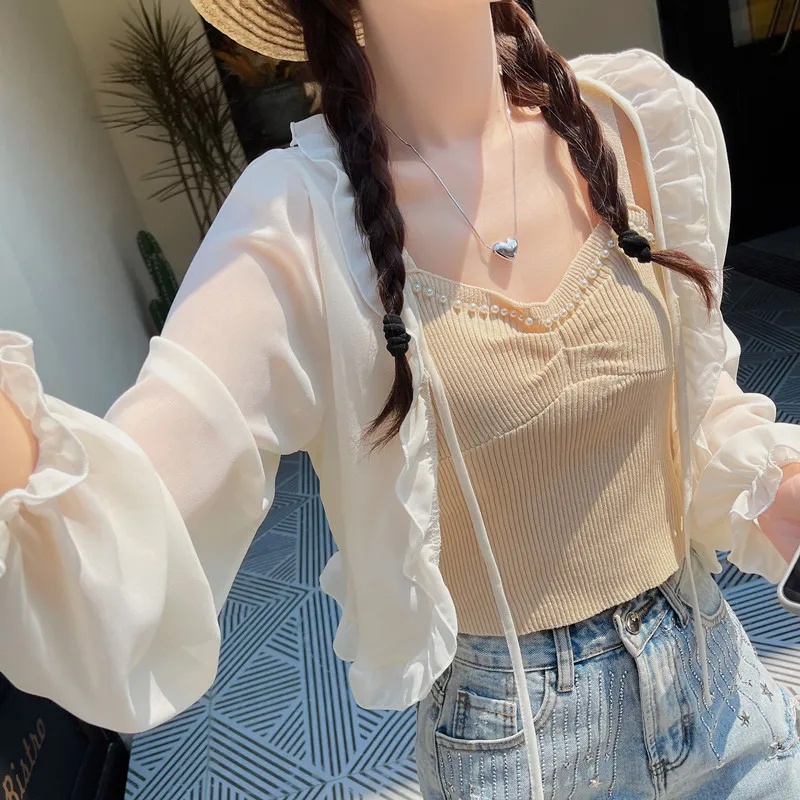 Áo Khoác Voan Mỏng Dáng Ngắn Thời Trang Mùa Hè Dành Cho Nữ