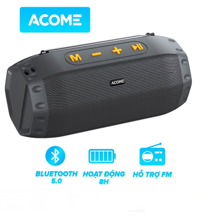 Loa Bluetooth ACOME A3 Công Suất 5W - Hỗ Trợ Kết Nối MicroSD USB Nghe FM - Playtime 8H - HÀNG CHÍNH HÃNG