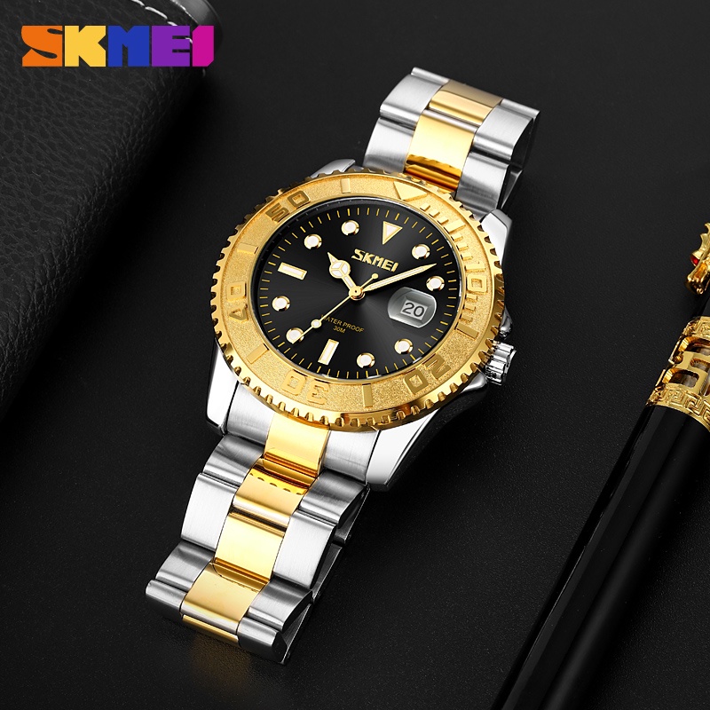 Đồng Hồ Analog Máy Quartz Dây Thép Không Gỉ Chống Thấm Nước SKMEI