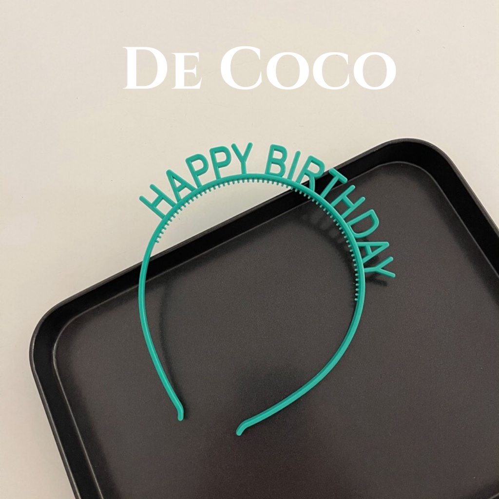 Bờm nhựa sinh nhật, cài tóc happy birthday De Coco