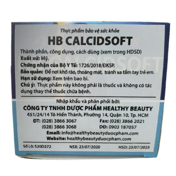 [GIÁ GỐC] HB Calcidsoft Healthy Beauty bổ sung vitamin - 30 viên