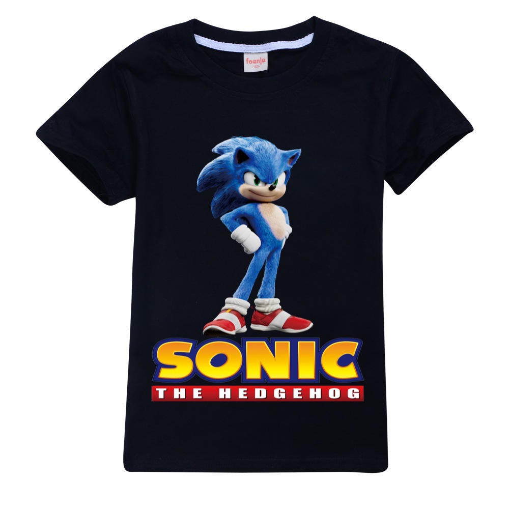 Áo Thun Tay Ngắn 100% Cotton Hình Nhân Vật Trong Phim Sonic The Hedgehog 2020 Cho Bé