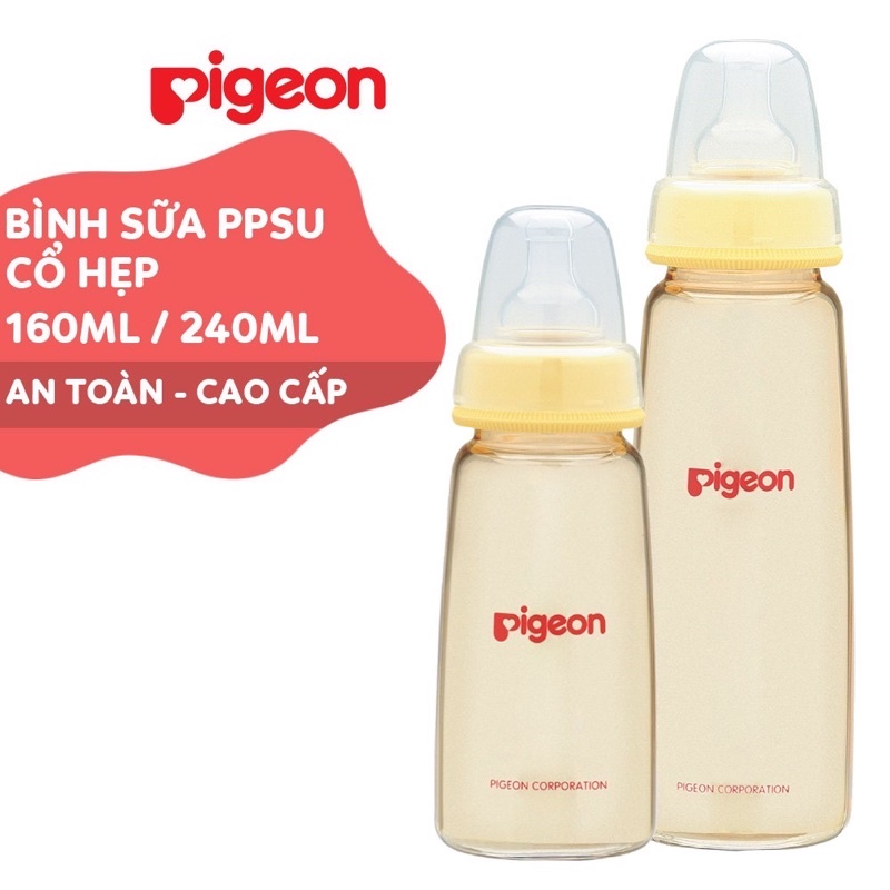 Bình sữa cổ hẹp PPSU Pigeon 160ml / 240ml