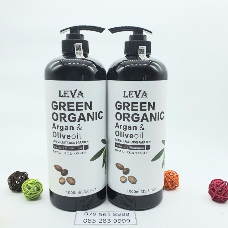 Cặp Dầu Gội Và Dầu Xả Leva Green Organic Nhật Bản Nuôi Dưỡng Tóc Chắc Khỏe Chống Rụng Tóc 500ml - 1000ml