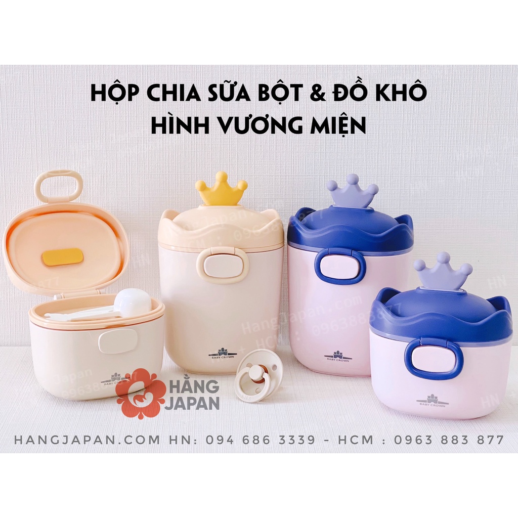 Hộp trữ sữa, đựng sữa cho bé hình vương miện 230g/430g có kèm thìa đong tiện lợi