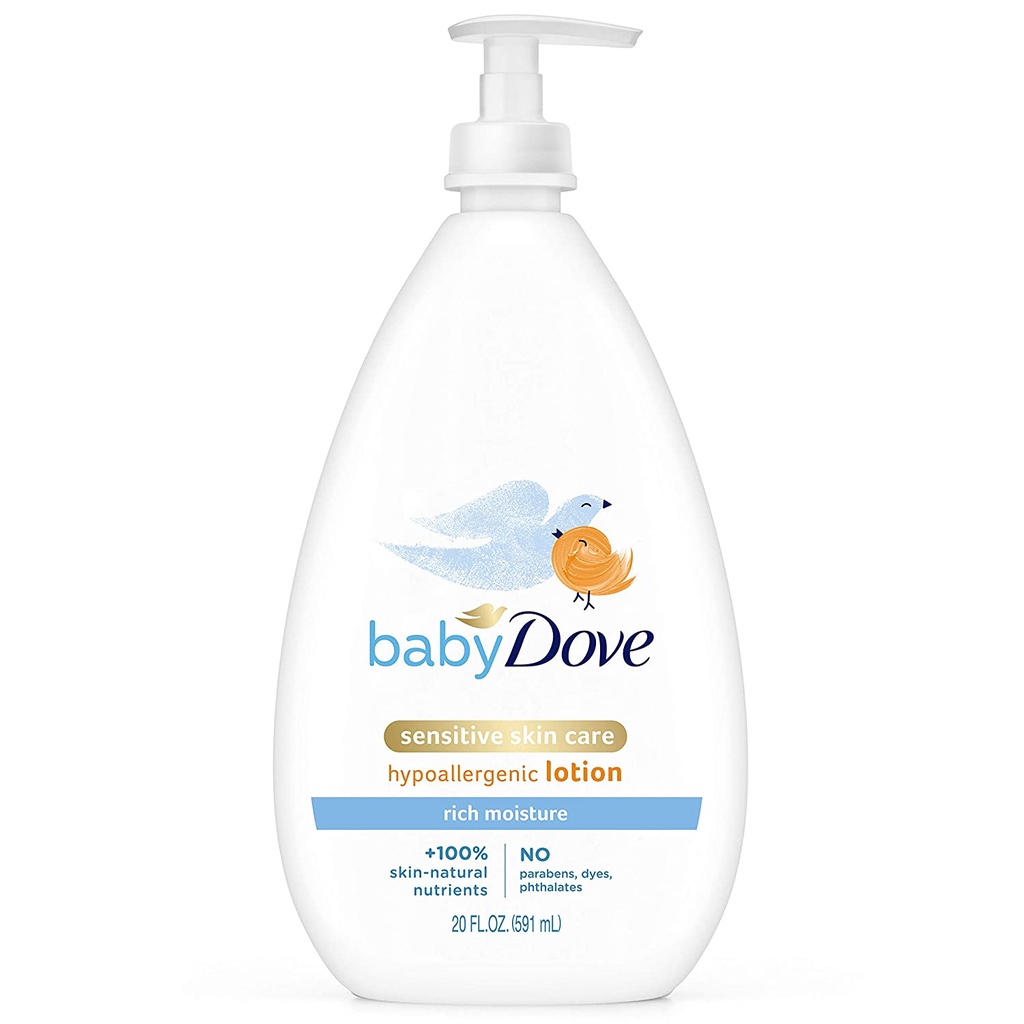 Dưỡng thể cho trẻ có da nhạy cảm Baby Dove Sensitive Skin Care Body Lotion 24-Hour Moisturizer 384ml/591ml