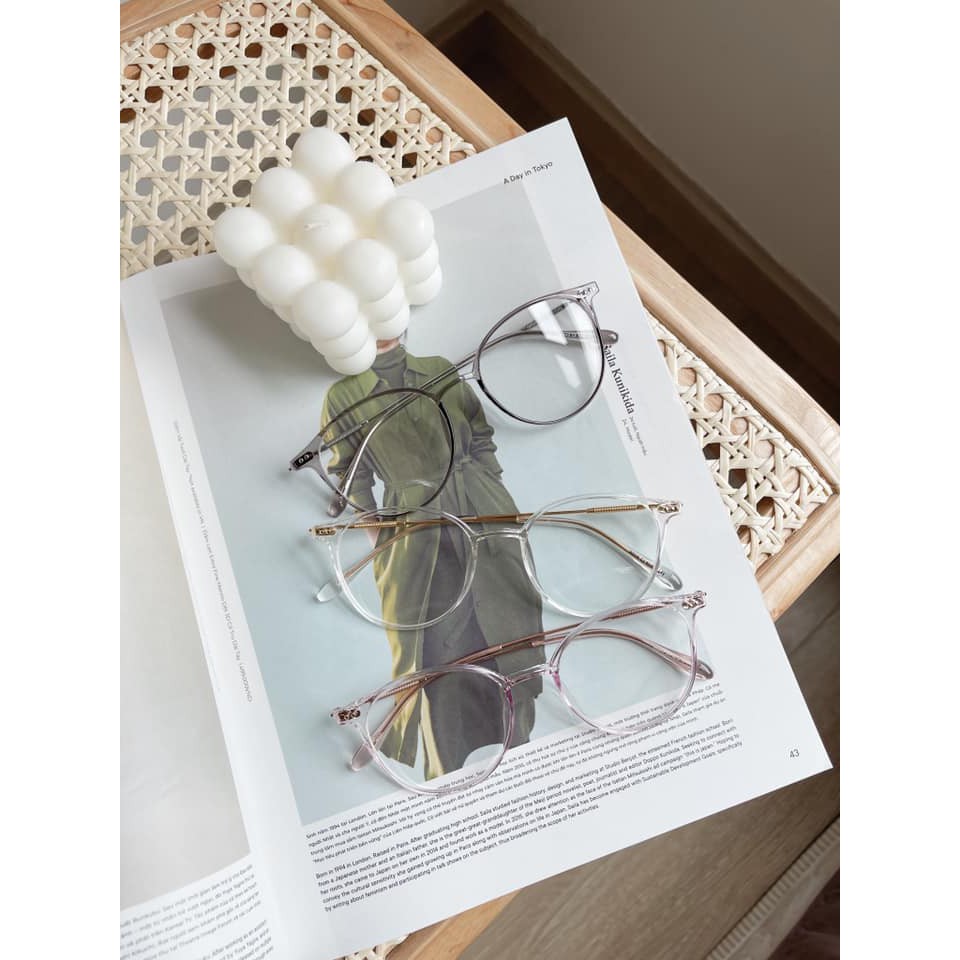 Gọng nhựa tròn mảnh xịn nhiều màu - chân xoắn tăm 2 chấm : ( kèm hộp da ) 90045