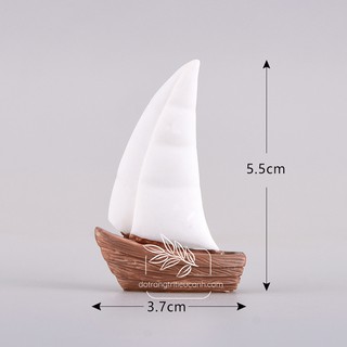 Thuyền buồm trắng - phụ kiện tiểu cảnh sen đá