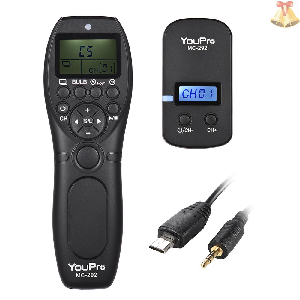 ONE YouPro MC-292 E3 2.4G Wireless Remote Control LCD Timer Shutter Release Transmitter Receiver 32 Channels for Canon 80D 760D 750D 700D 70D 650D 600D 60D 550D 500D 450D 400D 350D 300D 1300D 1200D 1100D 1000D 100D SX50 G10 