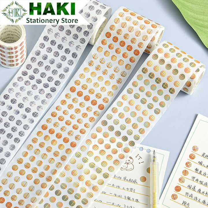 Sticker hình tròn HAKI, cuộn sticker cute trang trí sổ vở dễ thương giá rẻ ST41