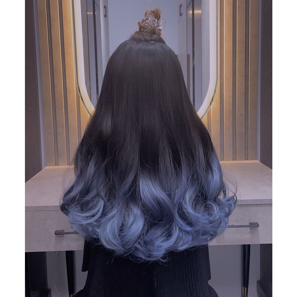 Tóc giả kẹp chữ u ombre xám khói xoăn KOTY TG609