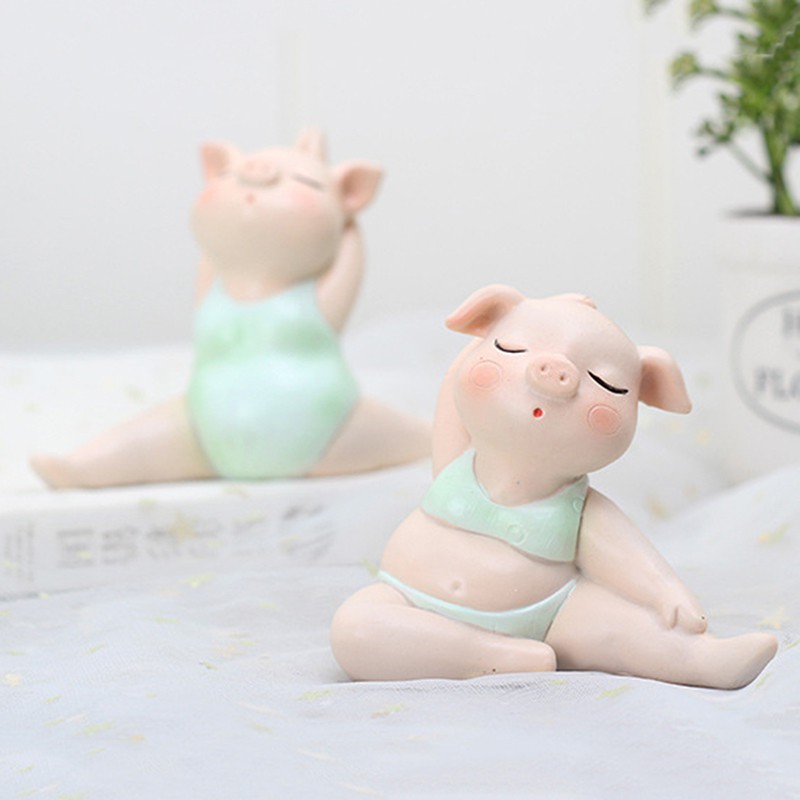 Tượng hình chú heo tập yoga dễ thương thích hợp để trang trí