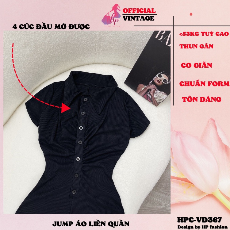 Jumpsuit cổ sơ mi đùi nữ, áo liền quần body tay ngắn sang chảnh tôn dáng hàn quốc mã VD368