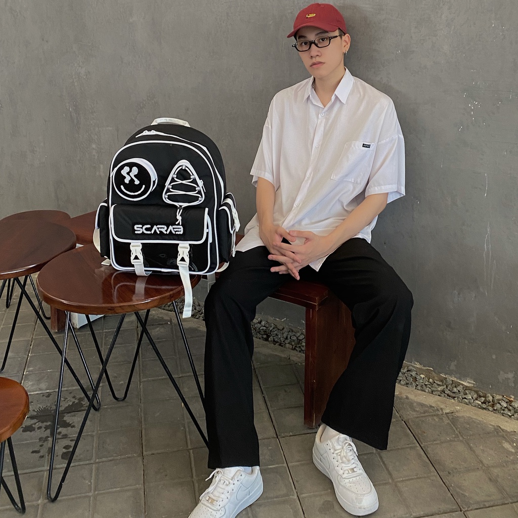 Balo Đi Học SCARAB - SHAPES™ Backpack Black White