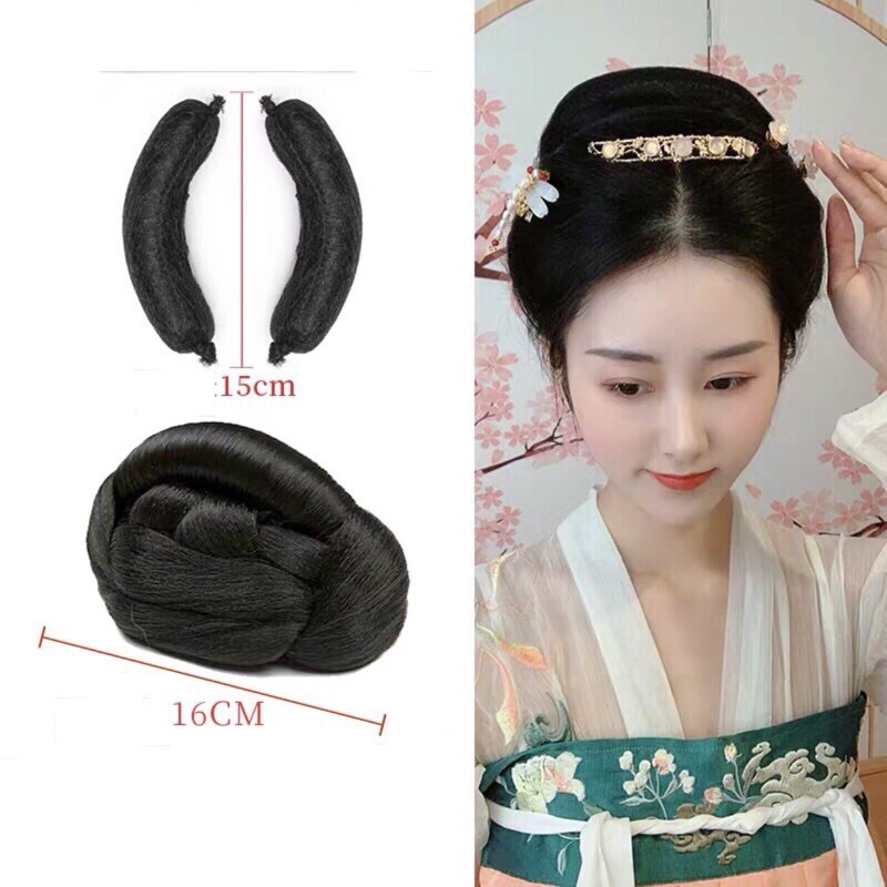 Búi tóc giả cổ trang ốp đỉnh đầu