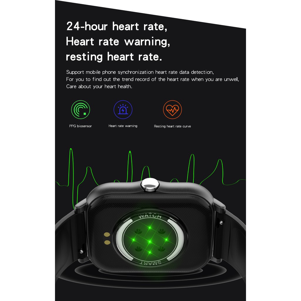KT48 Smart Watch Full Touch Screen Heart Rate Blood Oxygen Dectector Fitness Tracker Smartwatches For IOS Android