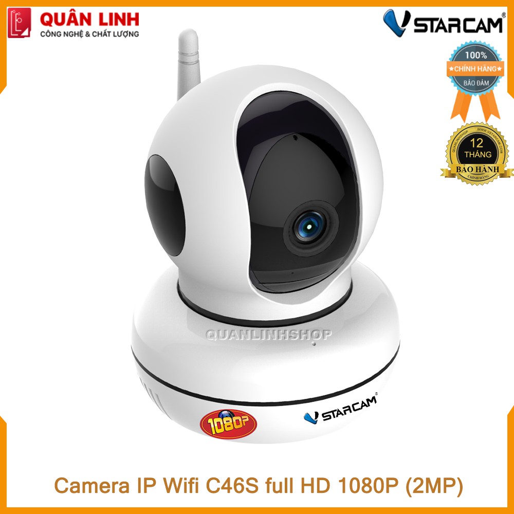 Camera giám sát IP Wifi hồng ngoại ban đêm Vstarcam C46S Full HD 1080P 2MP kèm thẻ 128GB