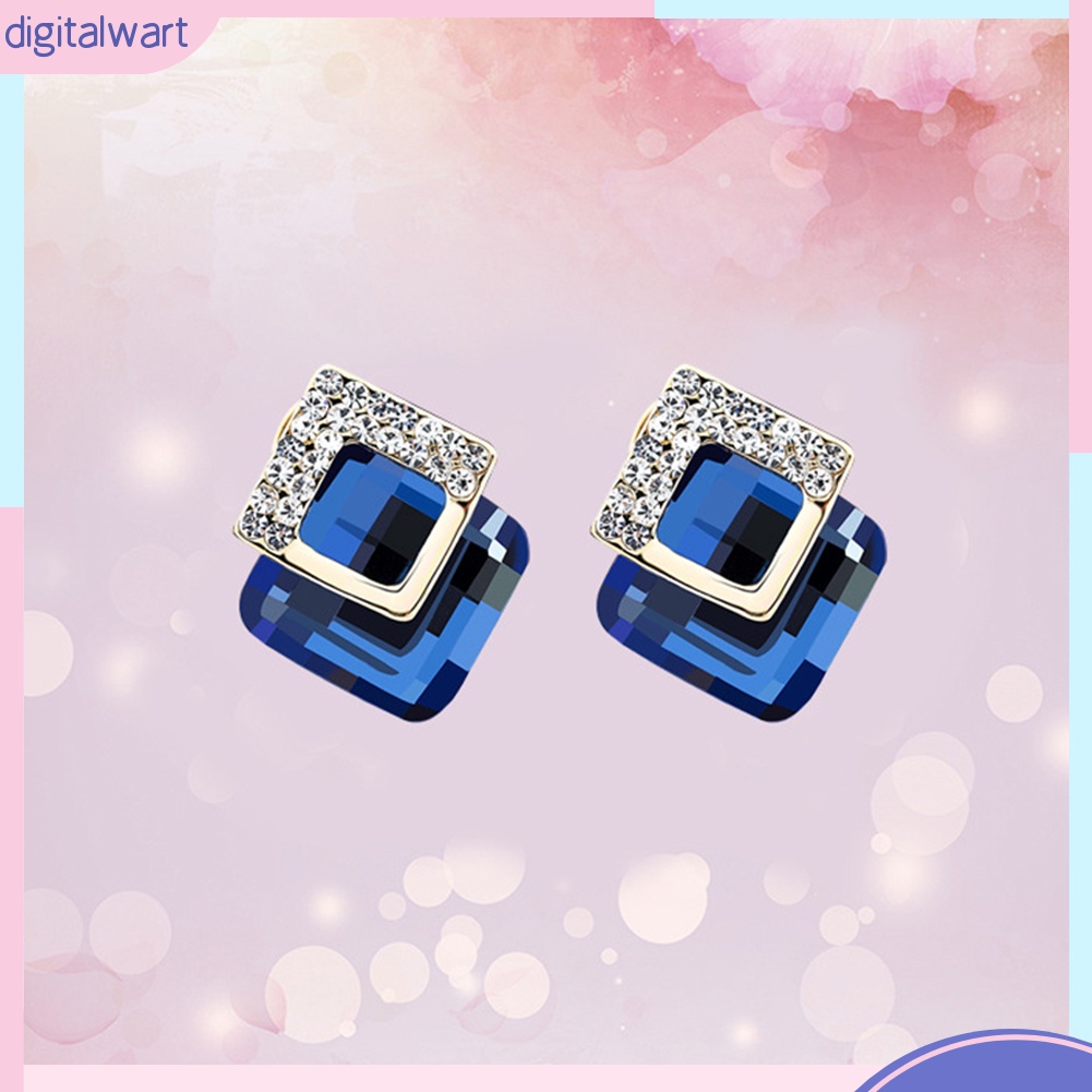 Khuyên tai hình vuông đính đá thời trang sành điệu cho nữ