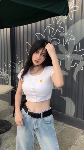 ÁO CROPTOP CÀI NÚT THÊU HOA🌻 ( KÈM HÌNH THẬT ) | BigBuy360 - bigbuy360.vn