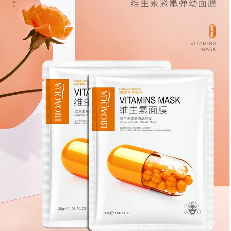 Mặt Nạ Vitamin Dưỡng Trắng Da Mặt BIOAQUA Cấp Ẩm Cải Thiện Sần Sùi - Chống Nhăn - Ngừa Mụn - Ngăn Lão Hóa Nội Địa Trung | Thế Giới Skin Care