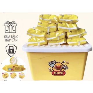 10 Gói Khăn Ướt Vịt Vàng, Khăn Giấy Ướt Vịt Vàng Kháng Khuẩn [80 khăn/gói]