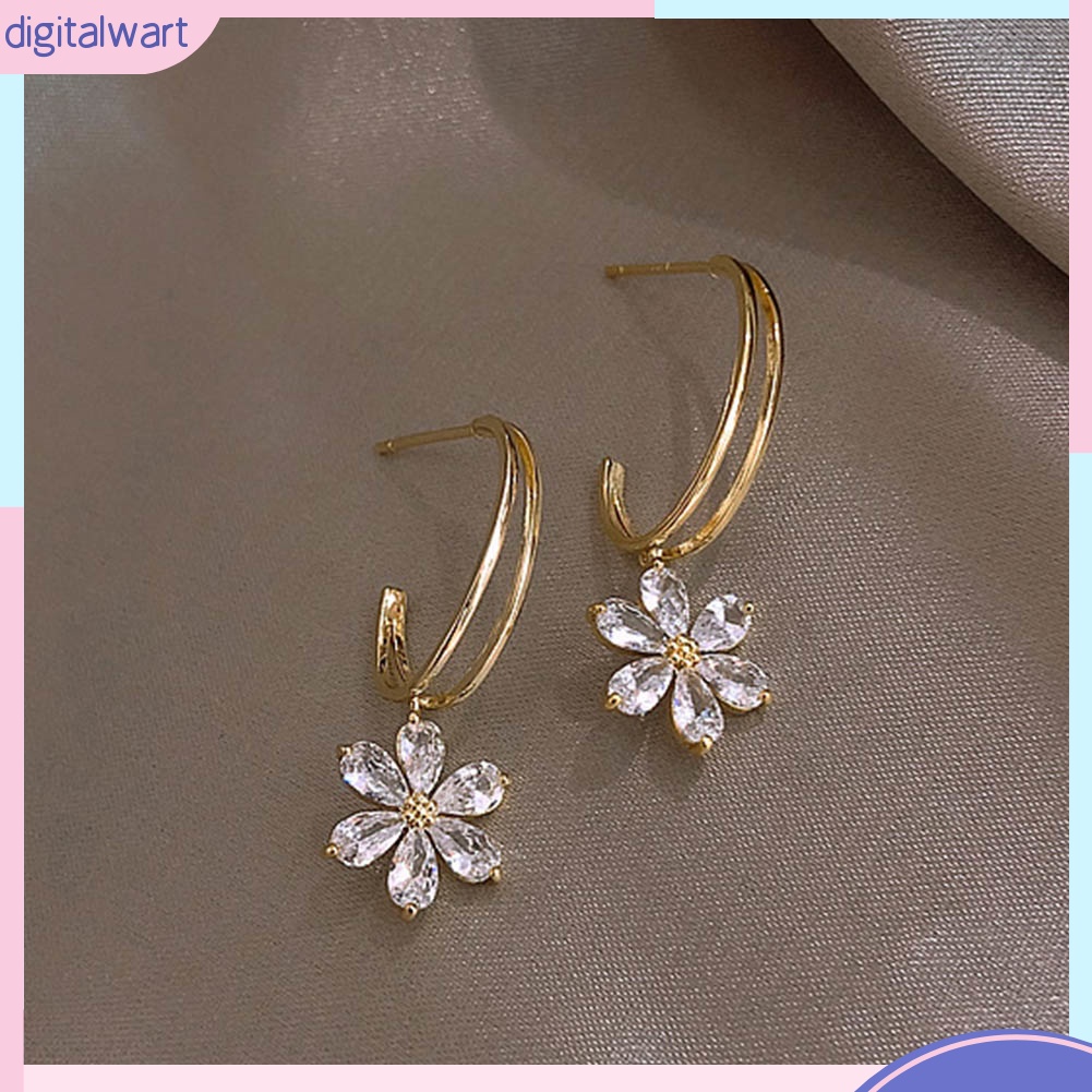 Khuyên tai hình hoa đính đá thanh lịch