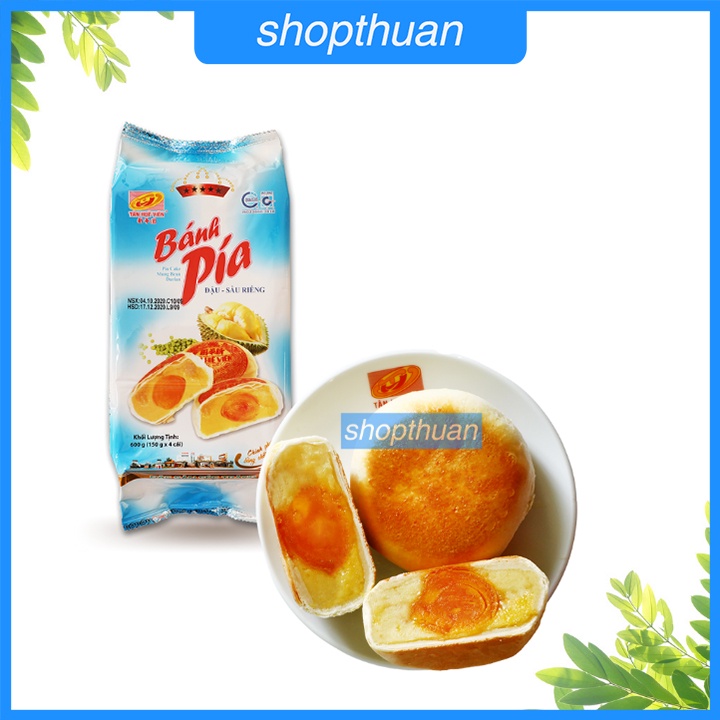 [ HSD : 9/6/22 ] Bánh pía 5 sao đậu sầu riêng trứng muối Tân Huê Viên 600g ( 4 cái )