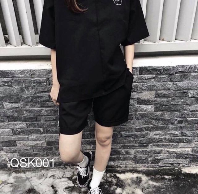 Quần short kaki VN CLO đen trơn - QSK001