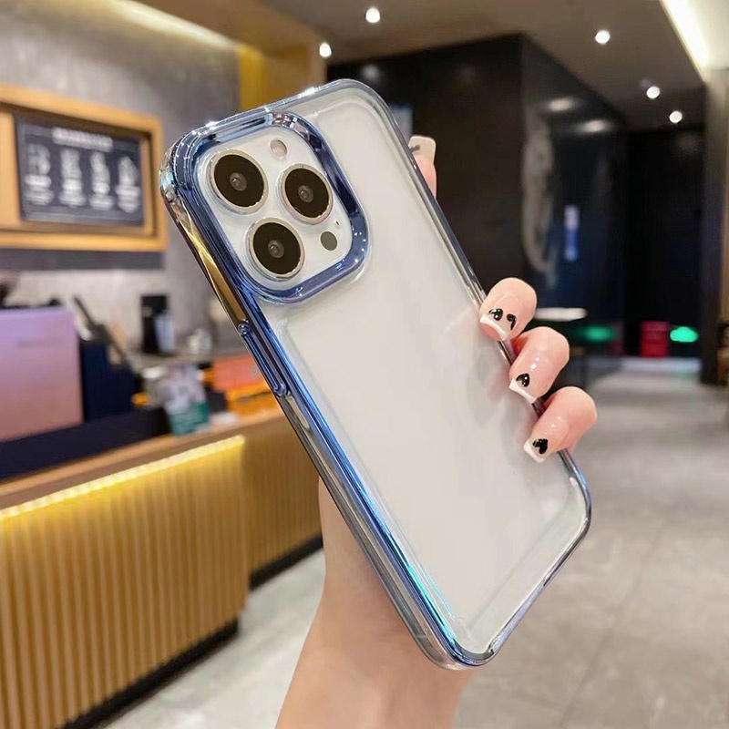 Ốp Điện Thoại Silicon Mềm Trong Suốt Mạ Viền Sang Trọng Dành Cho iPhone 13 12 11 Pro XR X Xs Max