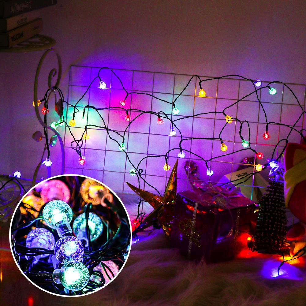 HECCEH Dây Đèn LED 50 Bóng 20 30 Bóng Hình Cầu Pha Lê Trang Trí Ngoài Trời